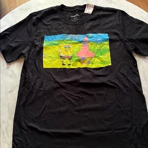 Nickelodeon Black Tee with SpongeBob and Patrick
